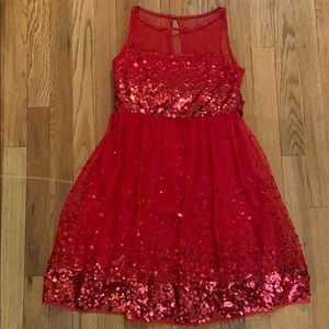 Red Sequin and Lace Dress